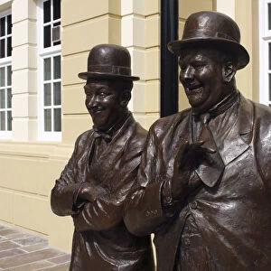 Laurel and Hardy statue, Coronation Hall, Ulverston, Cumbria, 2009