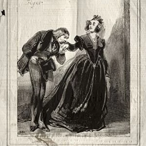 Les Actrices: Nous ferez-vous lhommeur de nous baiser le main?, 1843. Creator: Paul Gavarni