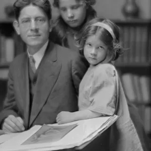 MacKaye, Percy, and daughters (Christina and Avia), portrait photograph, 1914 Dec. 12. Creator: Arnold Genthe
