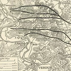 Map showing... the Attack on Verdun northern France, First World War, 1916, (c1920)