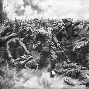 A Massive German Attack on the British Front, World War I, 1914 (1926). Artist: Arthur C Michael