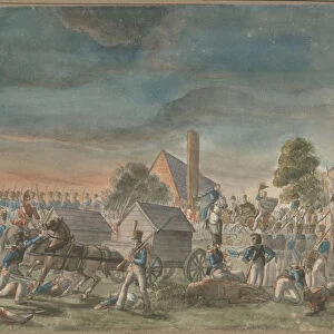 The meeting of the Duke of Wellington and Prince Blücher, near La Belle Alliance, 1818