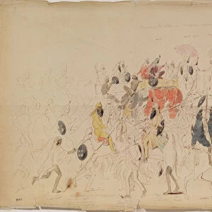 Meeting of Maharaja Sher Singh of Punjab and British Ambassador Clark in 1842, 1842. Artist: Saltykov, Alexei Dmitriyevich (1806-1859)