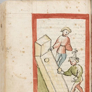 Two men bowling. From Der Renner by Hugo von Trimberg, 1411-1413