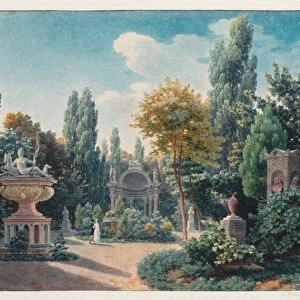 Monument of Diane de Poitiers in the Jardin du cloitre des Petits-Augustins, 1815. Artist: Vauzelle, Jean-Lubin (1776-1837)