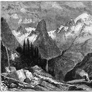 Mount Shasta, northern peak of the Sierra Nevada, California, USA, c1870