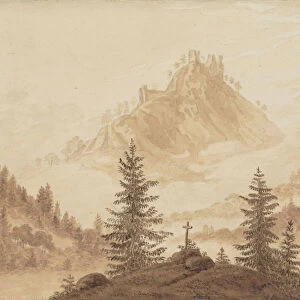 Mountain landscape with fog in the valley, ca 1805. Creator: Friedrich, Caspar David (1774-1840)