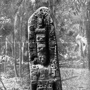 A mystery monolith in the primeval forest of Quirigua, Guatemala, 1922. Artist: Alfred P Maudsley