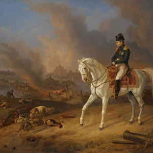 Napoleon Bonaparte before the burning City of Smolensk. Artist: Adam, Albrecht (1786-1862)
