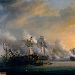 Naval Combat before Cadiz on July 13, 1801. Artist: Gilbert, Pierre-Julien (1783-1860)