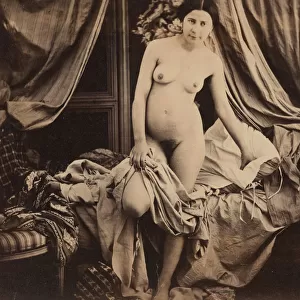 [Nude Standing by Bed], ca. 1854. Creator: Auguste Belloc
