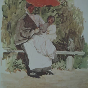 Nurse with a child. Artist: Somov, Konstantin Andreyevich (1869-1939)