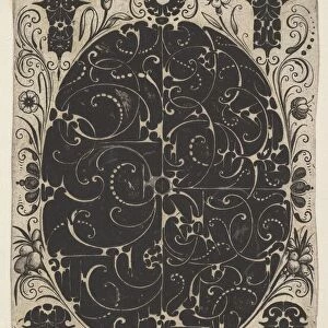 Oval Case Decorated with Schweifwerk in Two Variants, Surrounded by Smaller Motifs... ca