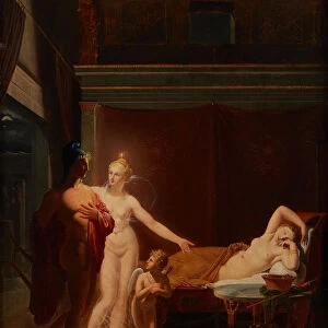 Paris and Helen (Venus and Amor escort Paris to bed chamber of Helen), 1800. Creator: Ducros