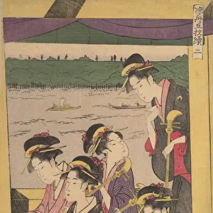 A Party of Geisha in a Suzumi-bune, i. e. "cooling-off boat