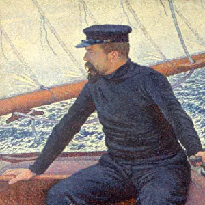 Paul Signac on his boat. Artist: Rysselberghe, Theo van (1862-1926)