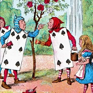 The Playing cards painting the Rose Bushes, c1910. Artist: John Tenniel