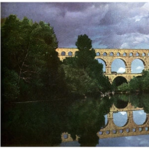 Pont du Gard, Roman aqueduct, Nimes, France, (1956)