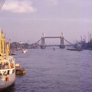 Pool of London with Docks and Tower Bridge, London, England, 1962. Artist: CM Dixon