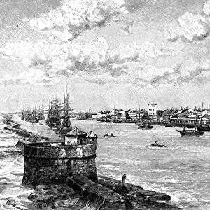 The port of Recife, Brazil, 1895