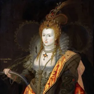 Portrait of Elizabeth I of England (1533-1603), in ballet costume as Iris (Rainbow Portrait). Artist: Healy, George Peter Alexander (1813-1894)