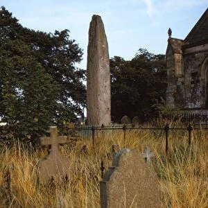 Prehistoric Monolith in Churchyard of Rudston, Humberside, UK, 20th century. Artist: CM Dixon