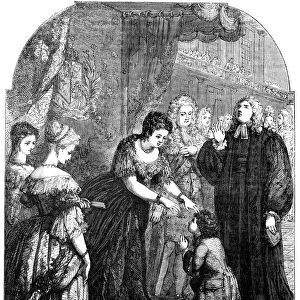 Queen Anne (1665-1714) touching young Samuel Johnson for the evil