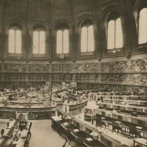 Reading Room of the Great Library at the British Museum seen from the Entrance, c1935