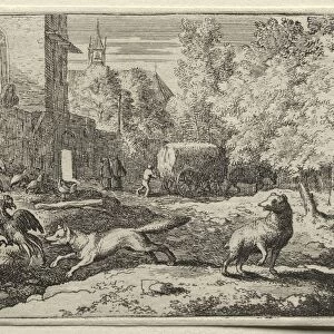 Reynard the Fox: Reynard Chasing Hens. Creator: Allart van Everdingen (Dutch, 1621-1675)