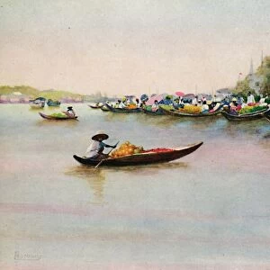 The River Market, Bangkok, 1913. Artist: Edwin Norbury
