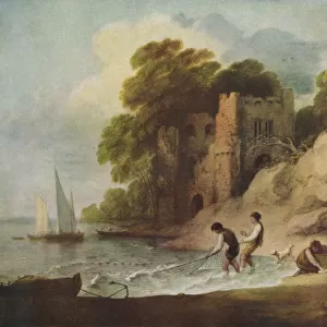 Rocky Coastal Scene with Ruined Castle, Boats and Fishermen, 1780-1781 (1946). Artist: Thomas Gainsborough