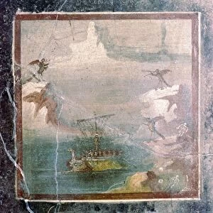 Roman wall-painting, Ulysees and the Sirens, Pompeii, 1st century
