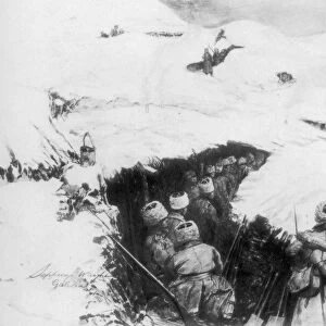 Russian trenches in the mountains of Galicia, World War I, 1915, (1929). Artist: Stuff