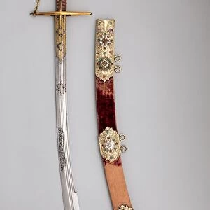 Saber with Scabbard and Carrying Belt, Polish, early 17th century. Creator: Unknown