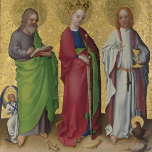 Saints Matthew, Catherine of Alexandria and John the Evangelist, c. 1450. Artist: Lochner, Stephan (ca 1400 / 10-1451)