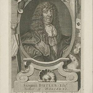 Samuel Butler in wig and robes, 1744. Artist: George Vertue