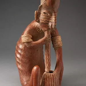 Seated Figure Drinking from a Vessel using a Tube, 200 B. C. / A. D. 300. Creator: Unknown
