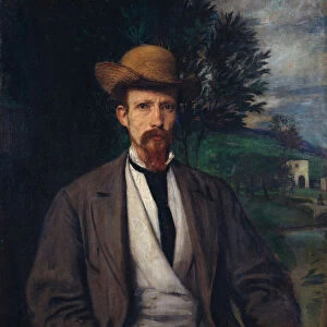 Self-Portrait with Yellow Hat, 1874. Artist: Marees, Hans von (1837-1887)