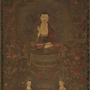Shakyamuni Triad with the Sixteen Protectors of the Great Wisdom Sutra, 1300s. Creator: Unknown