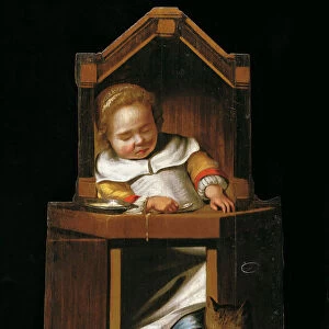 Sleeping baby in highchair. Artist: Verspronck, Johannes Cornelisz. (1600 / 3-1662)