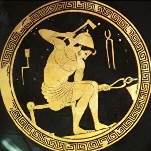 A Smith, detail of a Greek Cup, (Kylix), c6th century BC