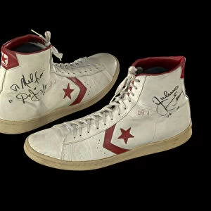 Sneakers worn by Julius "Dr. J"Erving and inscribed to Doc Stanley, ca. 1981