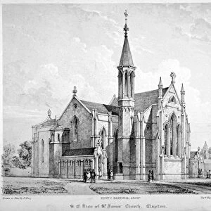South-east view of St James Church, Clapton, Hackney, London, c1860
