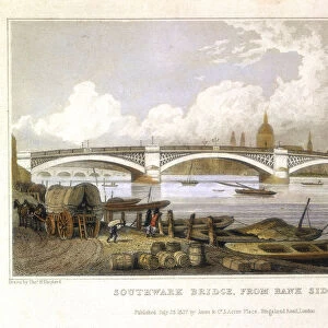 Southwark Bridge from Bank Side, London, 1817. Artist: Thomas Hosmer Shepherd