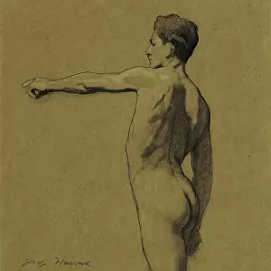 Standing male nude, 1917. Creator: Josef Wawra