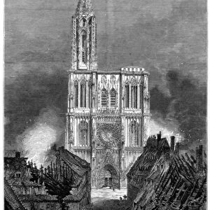 Strasbourg Cathedral during the final bombardment of the city, Franco-Prussian War, 1870