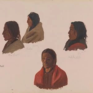 Studies of Indian Chiefs Made at Fort Laramie, ca. 1859. Creator: Albert Bierstadt