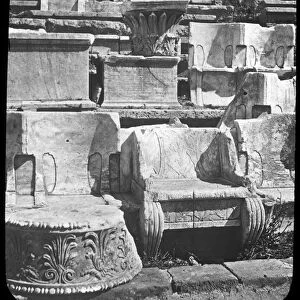 Throne of the priest, Temple of Dionysus, Athens, Greece, late 19th or early 20th century