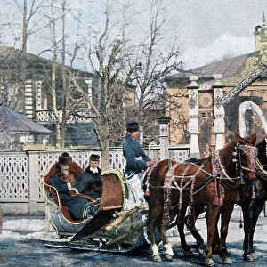 A troika sled in Moscow, Russia, c1890. Artist: Gillot