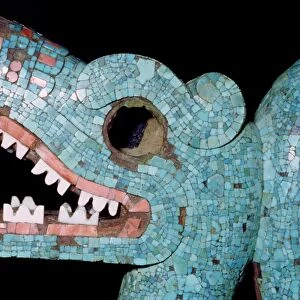 Detail of a turquoise mosaic of a double-headed serpent, Aztec / Mixtec, Mexico, 15th-16th century